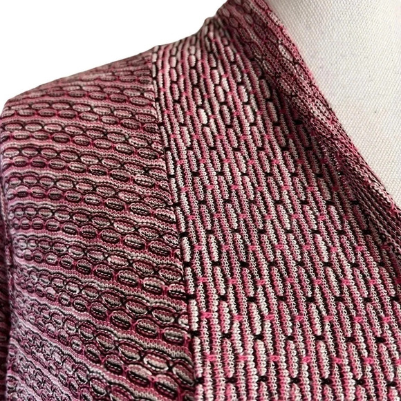 Christopher & Banks Open Cardigan Sweater XL Striped Spotted Pink Black White - Picture 4 of 9